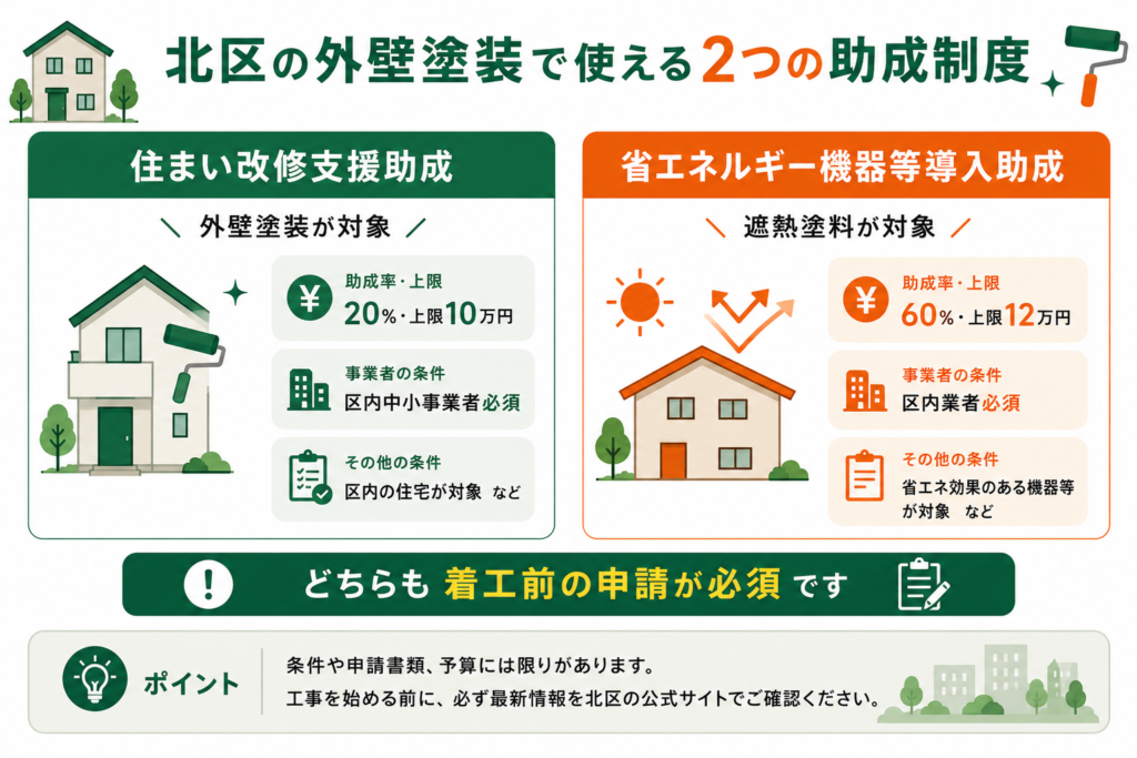 北区で外壁塗装に使える2つの助成を徹底解説