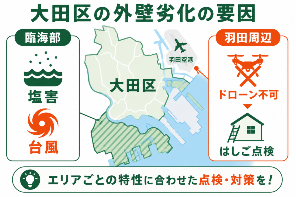 大田区の立地で進む外壁の劣化