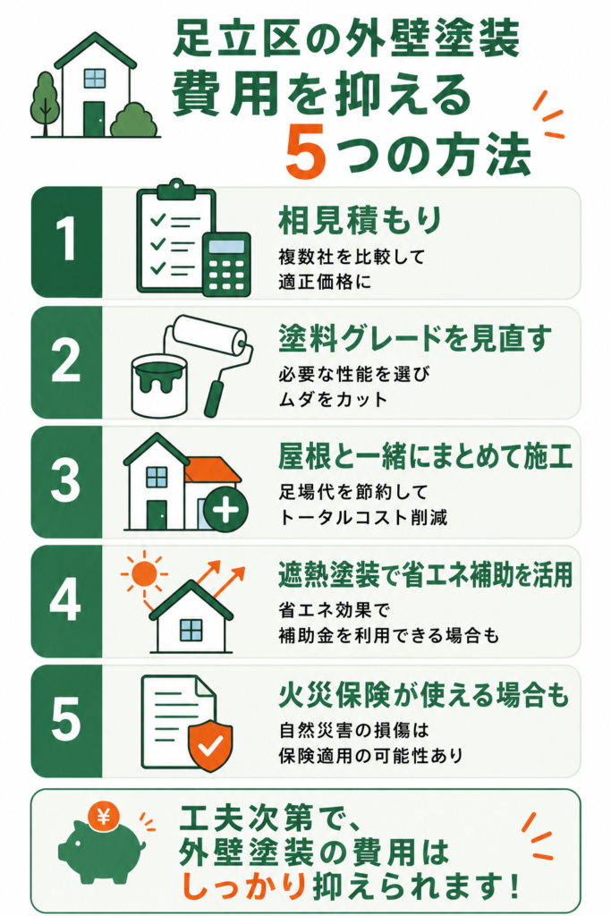 足立区で外壁塗装の費用を抑える5つの方法