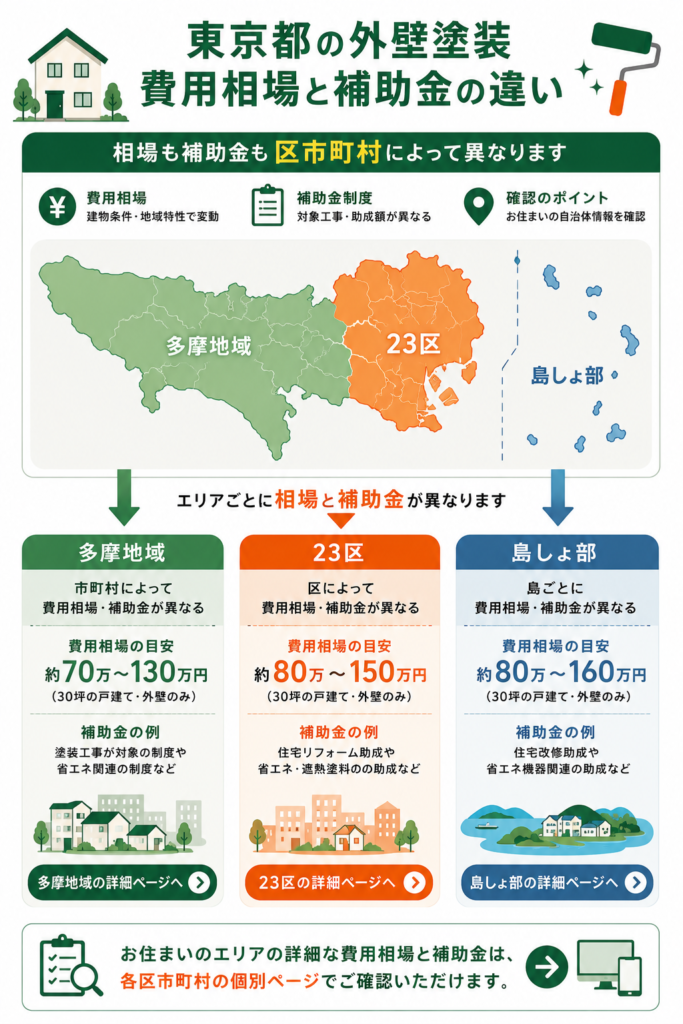 東京都の市区町村から外壁塗装の相場を探す