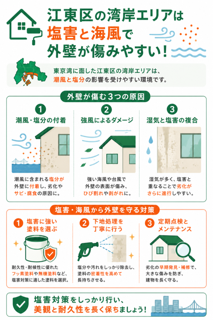 江東区は塩害と海風への備えが大切