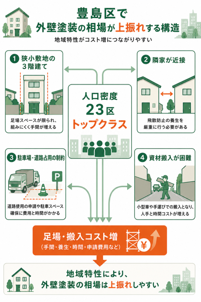 なぜ豊島区は外壁塗装の相場が高くなりやすいのか