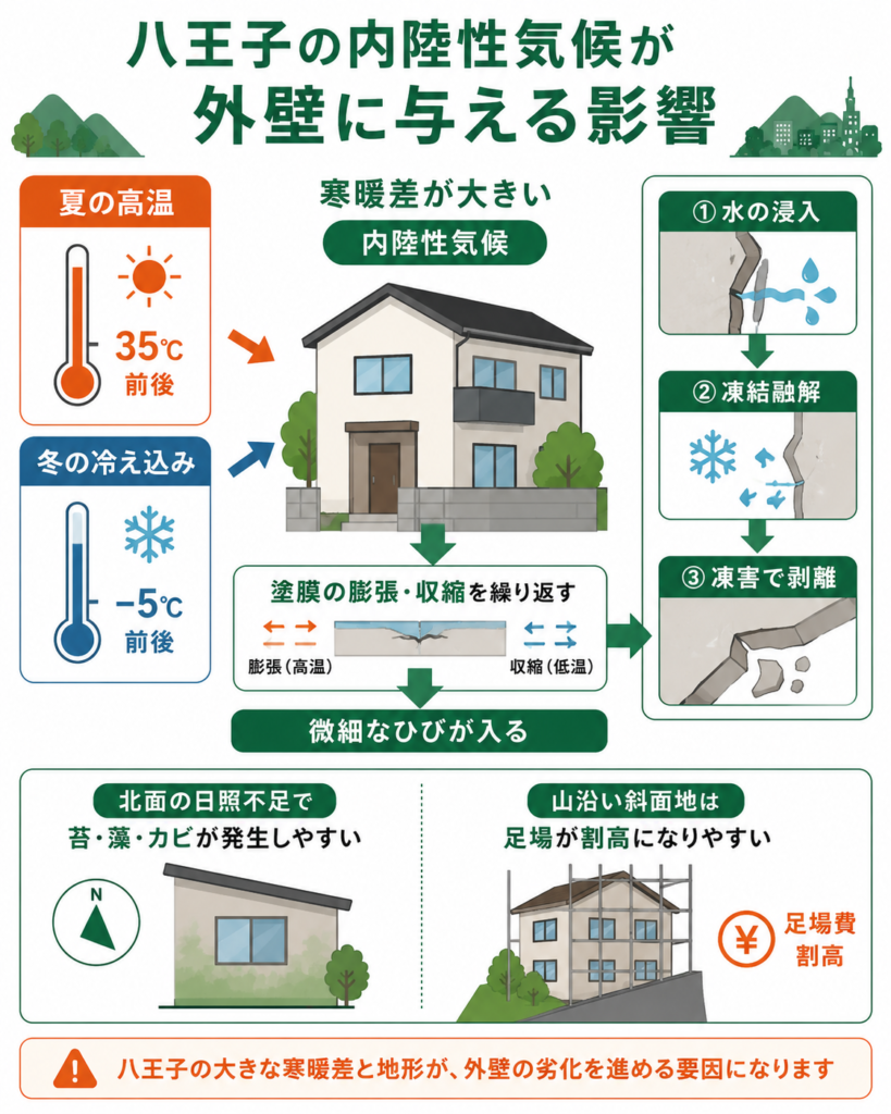 八王子で外壁塗装を考える前に知る内陸性気候の影響