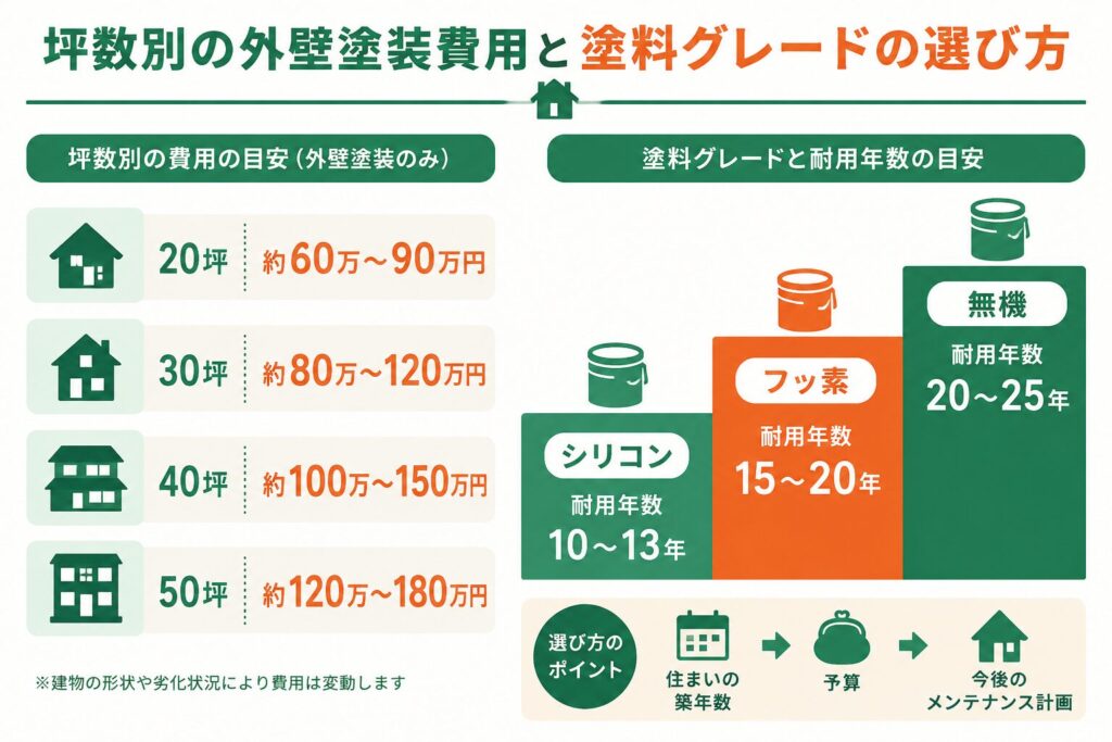 坪数別の費用と塗料の選び方