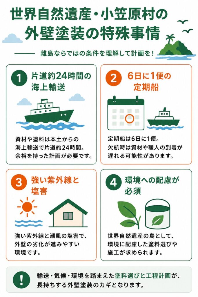 世界自然遺産の島—本土から24時間かかる小笠原村の塗装事情