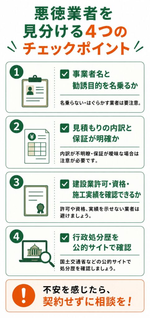 悪徳業者を見分けるチェックポイント