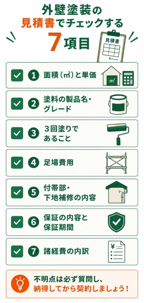 外壁塗装の見積書で比較すべき7つの項目