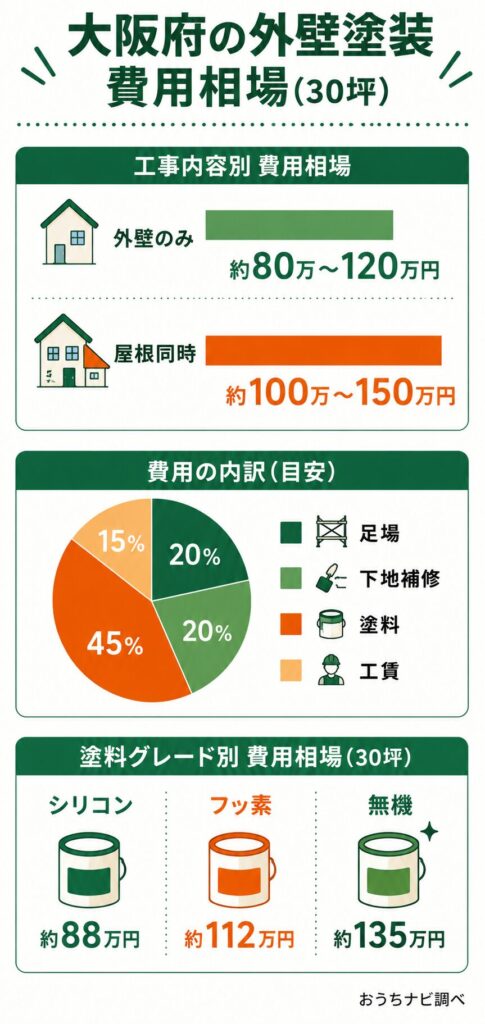 大阪府の外壁塗装の費用相場
