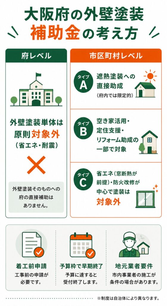 大阪府で使える外壁塗装の補助金の考え方