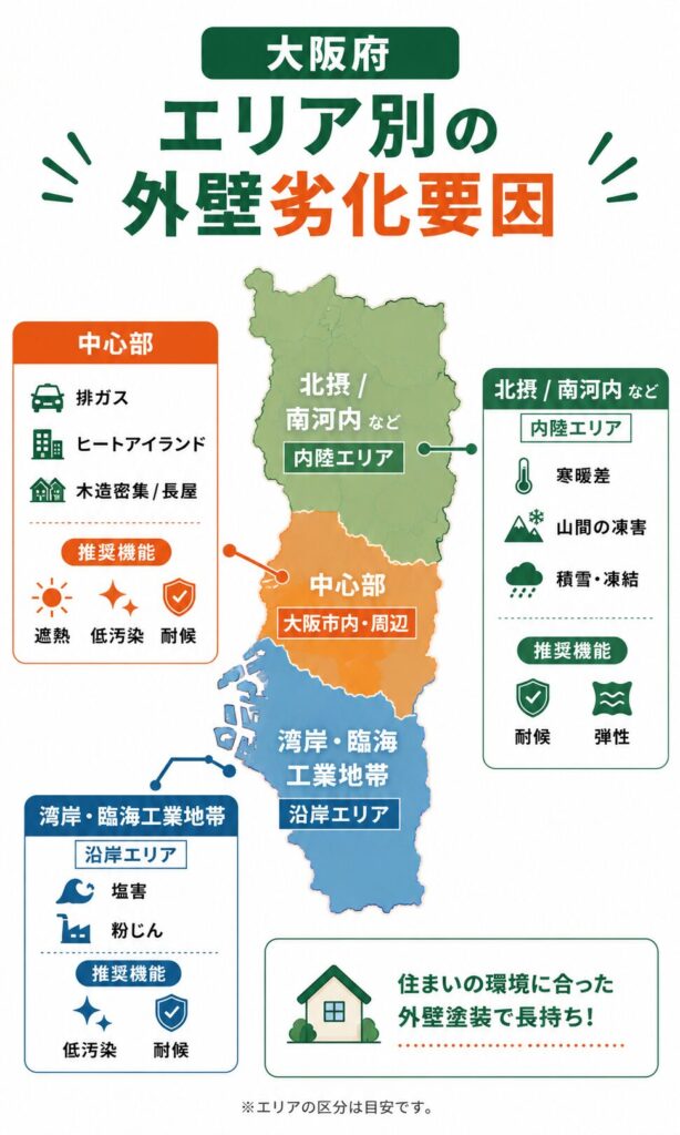 地域で異なる外壁の劣化要因