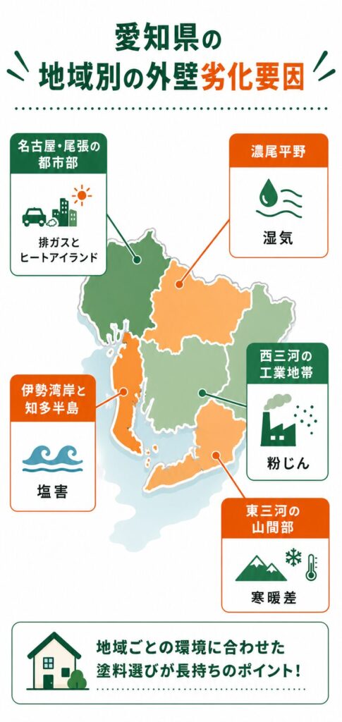 地域で異なる外壁の劣化要因