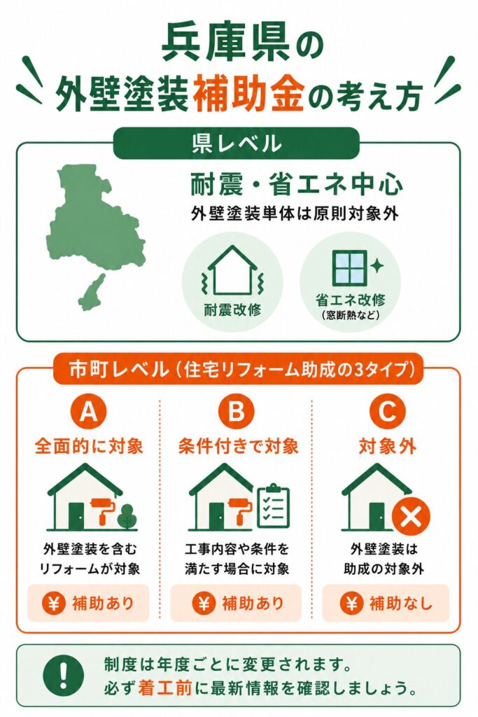 兵庫県で使える外壁塗装の補助金の考え方