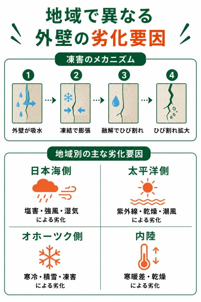 地域で異なる外壁の劣化要因
