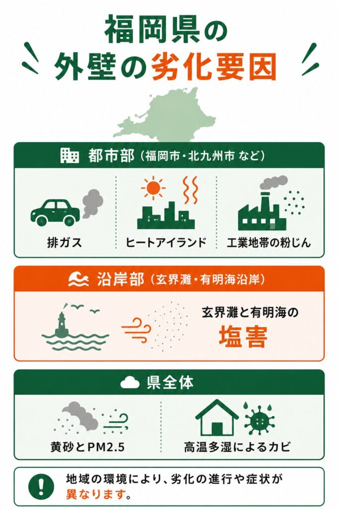 地域で異なる外壁の劣化要因