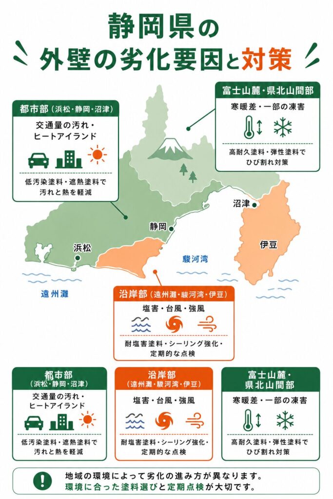 地域で異なる外壁の劣化要因