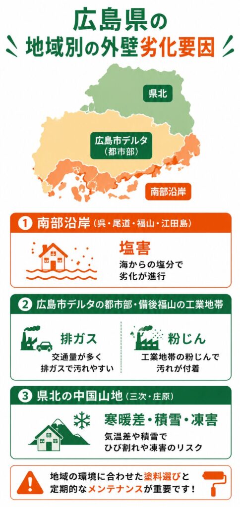 地域で異なる外壁の劣化要因