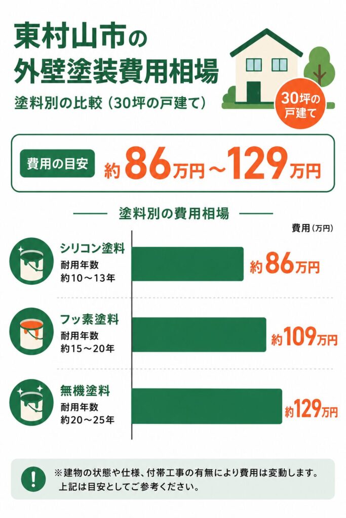 東村山市の外壁塗装の費用相場【結論】