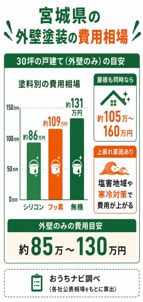 宮城県の外壁塗装の費用相場