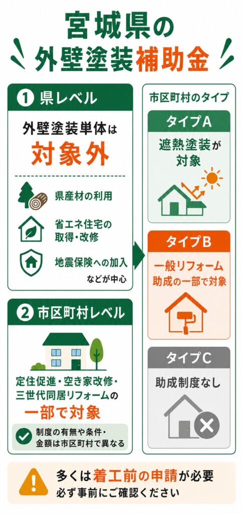宮城県で使える外壁塗装の補助金の考え方