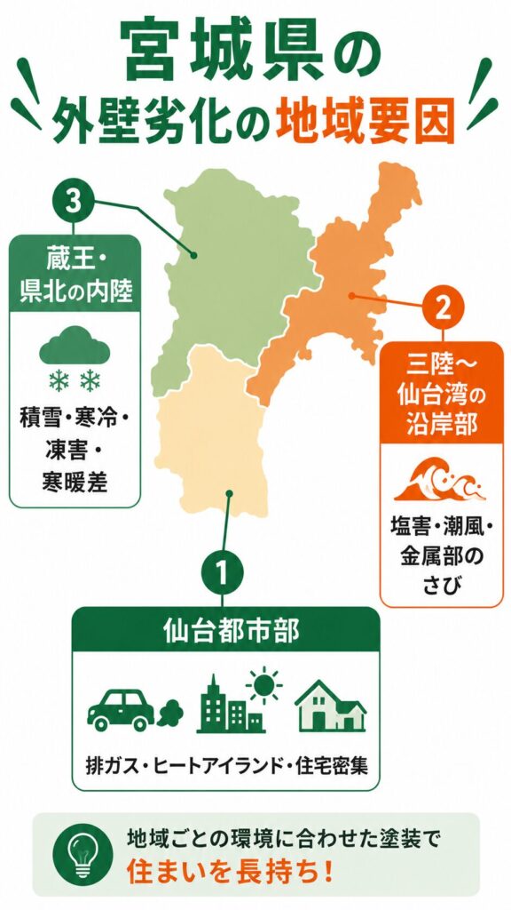 地域で異なる外壁の劣化要因