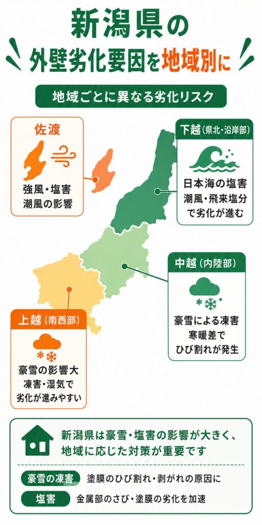 地域で異なる外壁の劣化要因