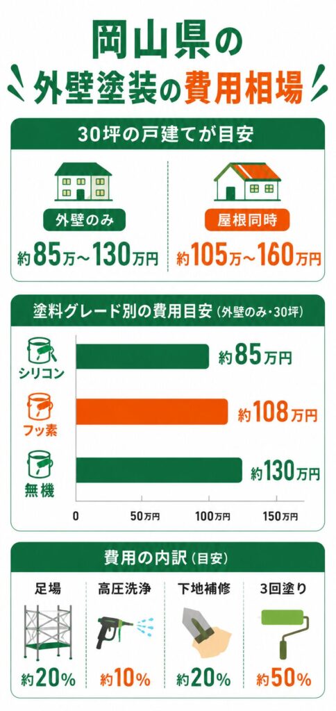 岡山県の外壁塗装の費用相場