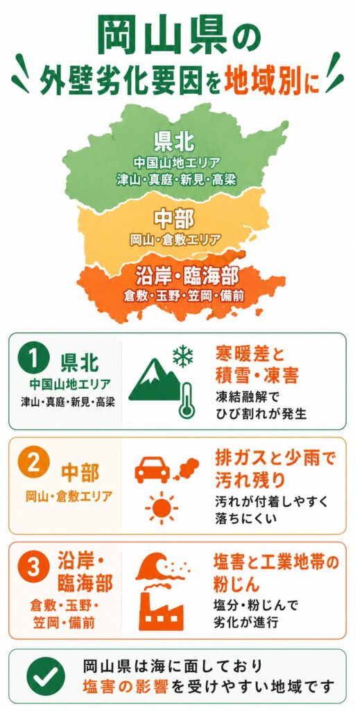 地域で異なる外壁の劣化要因