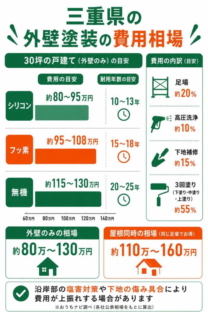 三重県の外壁塗装の費用相場