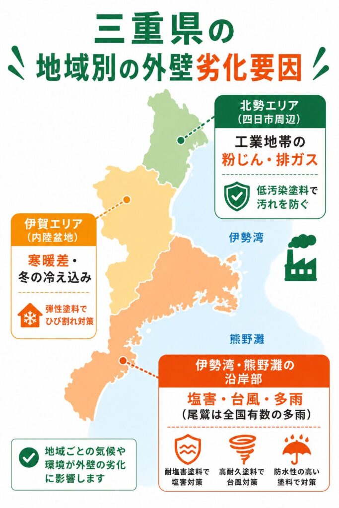 地域で異なる外壁の劣化要因
