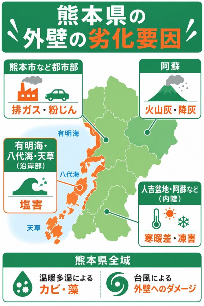 地域で異なる外壁の劣化要因