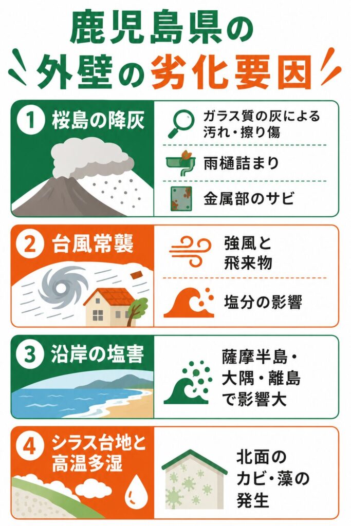 地域で異なる外壁の劣化要因