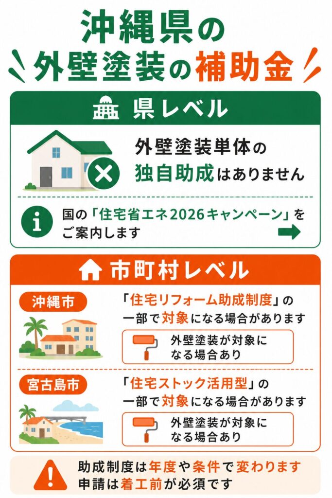 沖縄県で使える外壁塗装の補助金の考え方