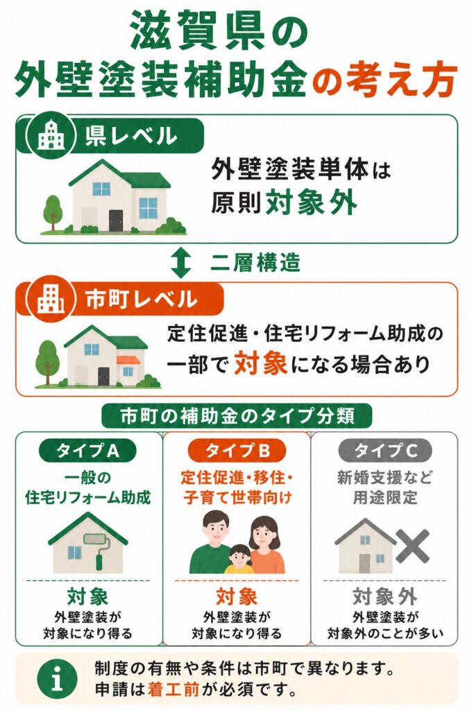 滋賀県で使える外壁塗装の補助金の考え方