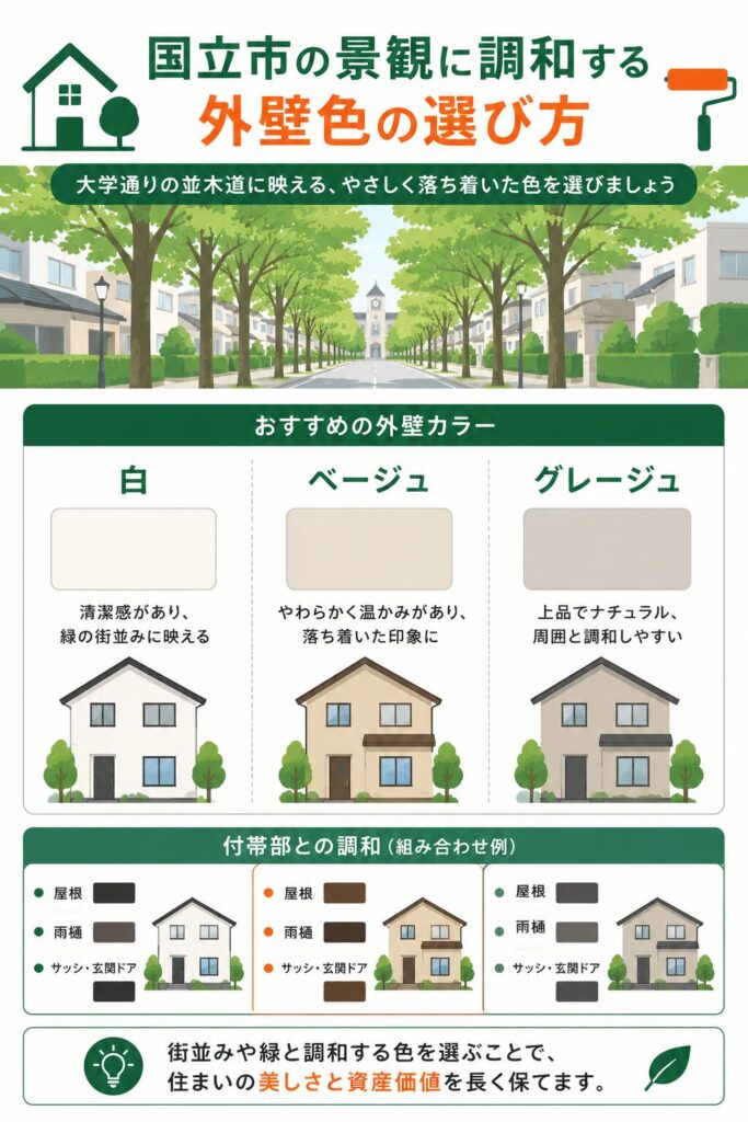 大学通りの景観に調和する外壁の色選び