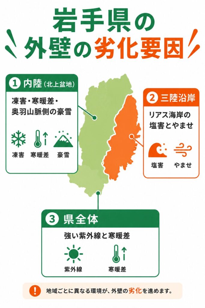 地域で異なる外壁の劣化要因