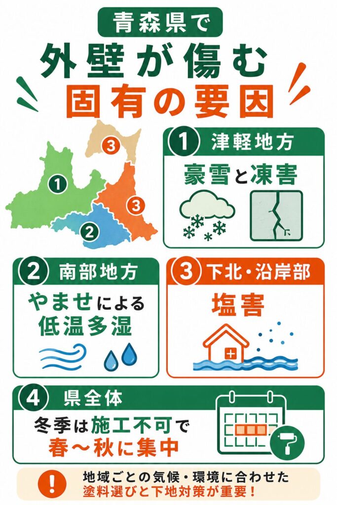 青森県で外壁が傷む固有の要因と施工時期