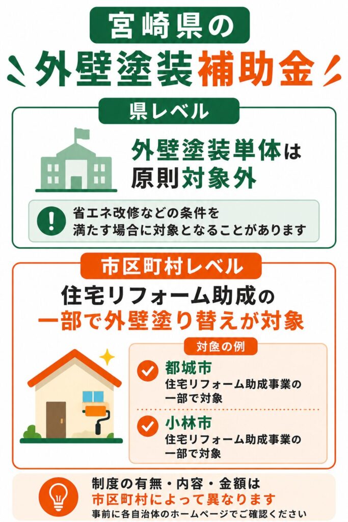 宮崎県で使える外壁塗装の補助金の考え方