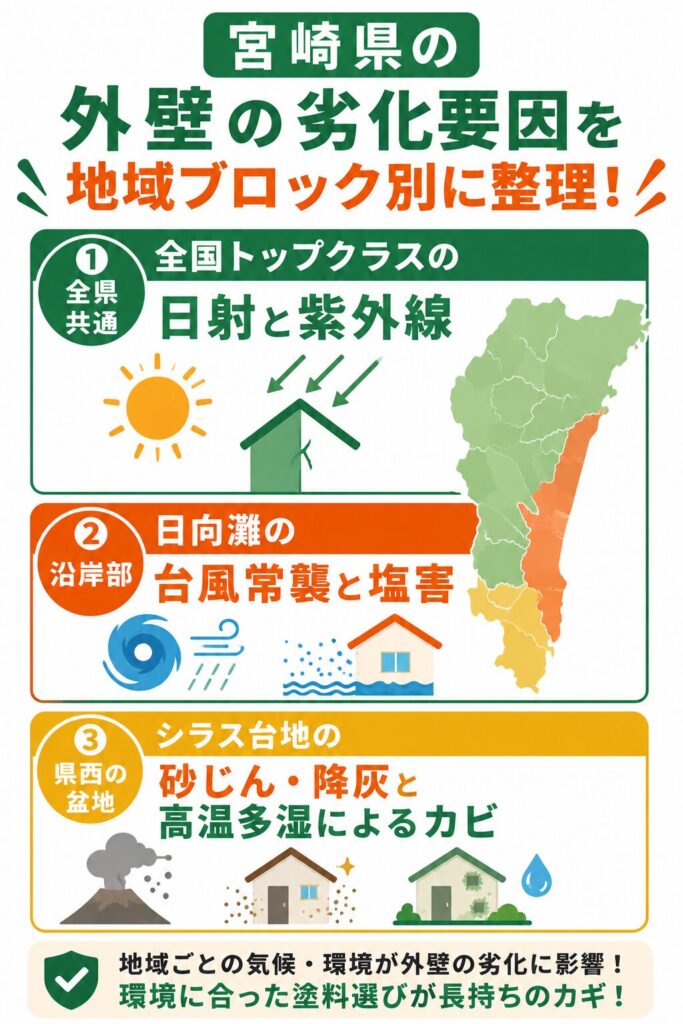 地域で異なる外壁の劣化要因