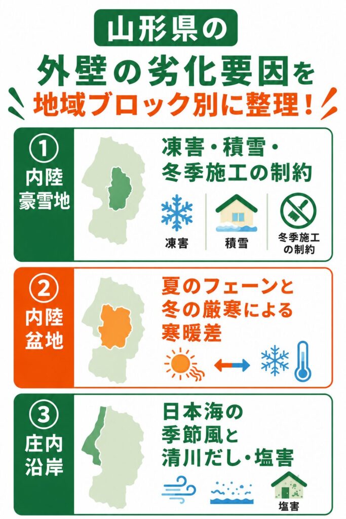 地域で異なる外壁の劣化要因