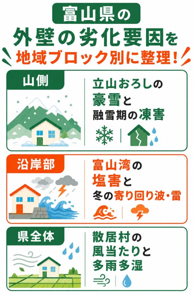 地域で異なる外壁の劣化要因