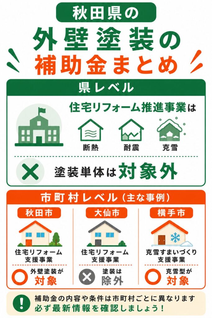 秋田県で使える外壁塗装の補助金の考え方