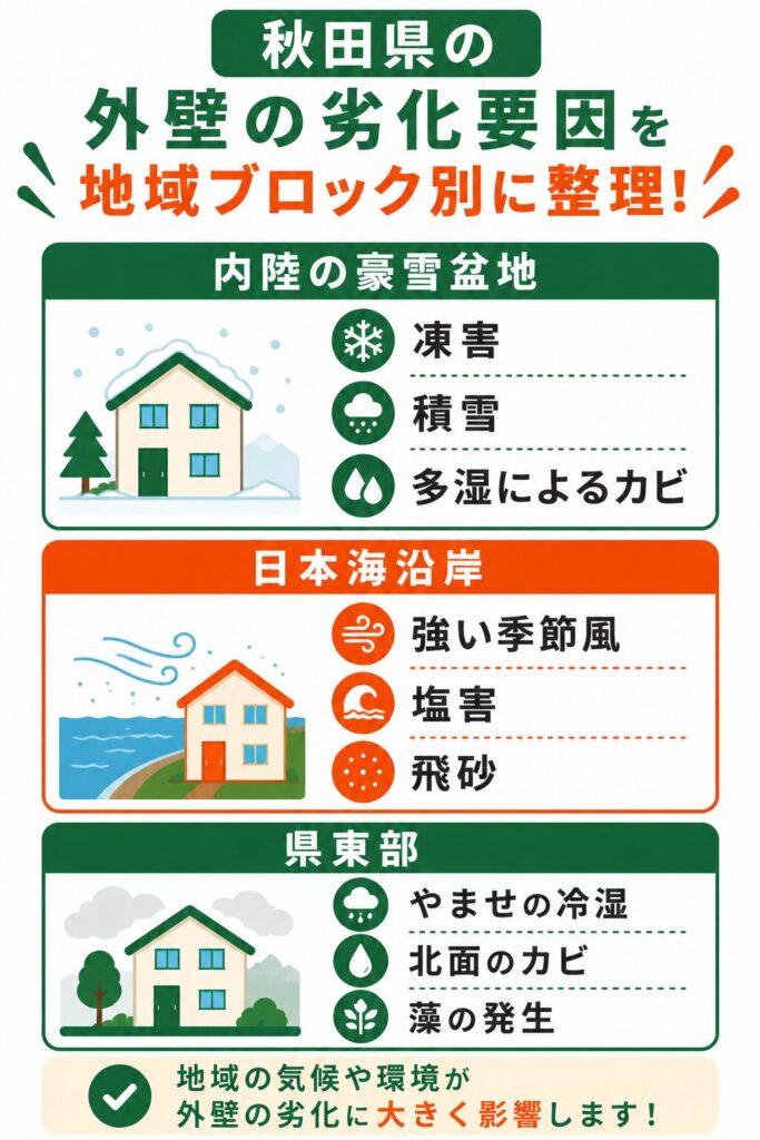 地域で異なる外壁の劣化要因