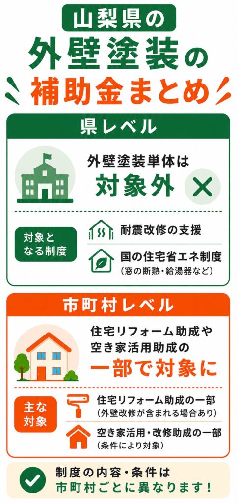 山梨県で使える外壁塗装の補助金の考え方