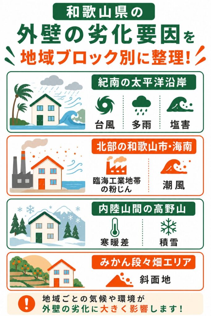 地域で異なる外壁の劣化要因