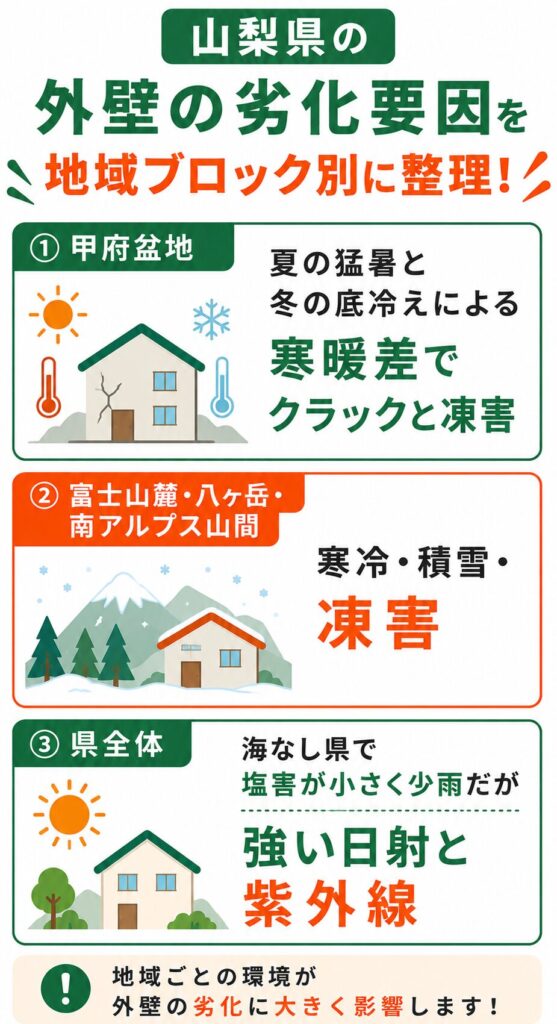 地域で異なる外壁の劣化要因