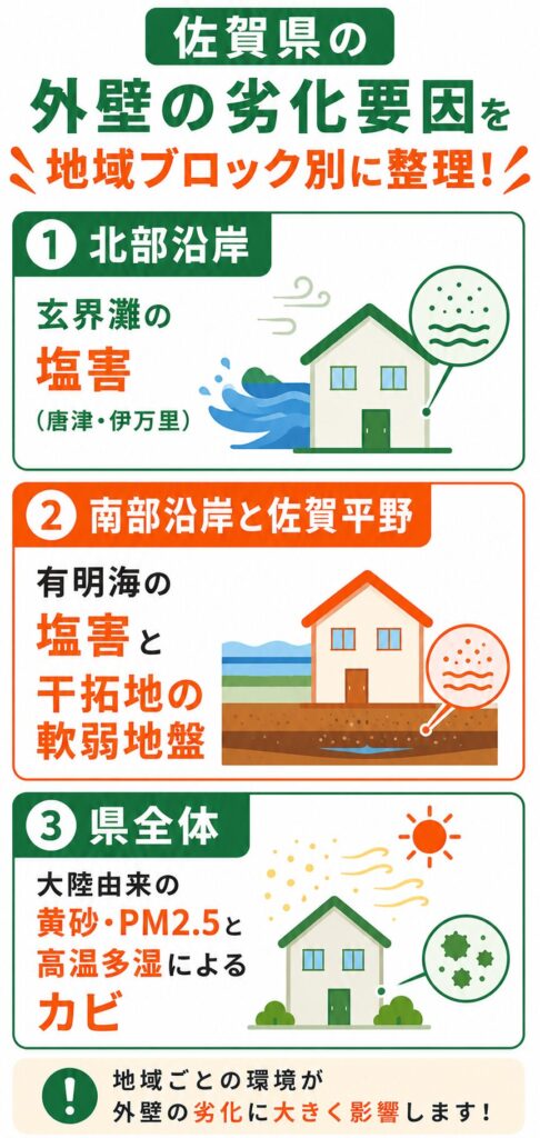 地域で異なる外壁の劣化要因