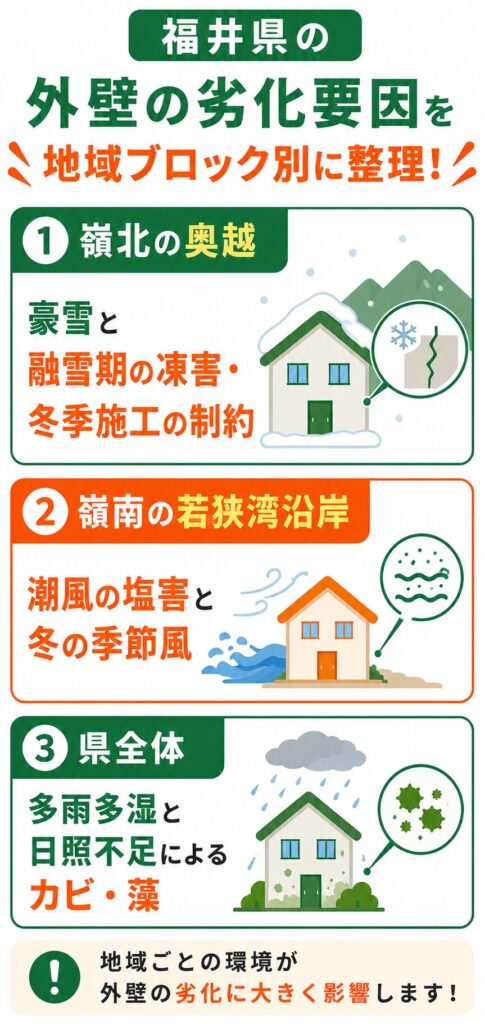 地域で異なる外壁の劣化要因