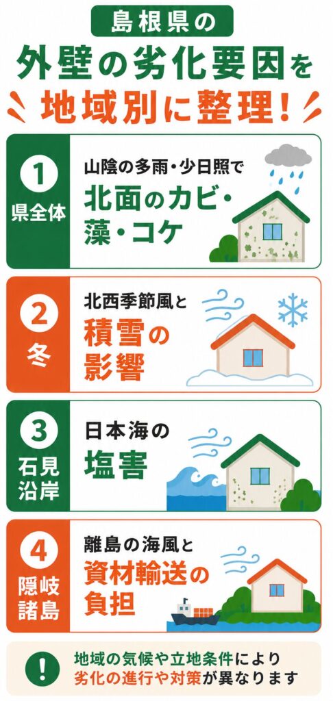 地域で異なる外壁の劣化要因