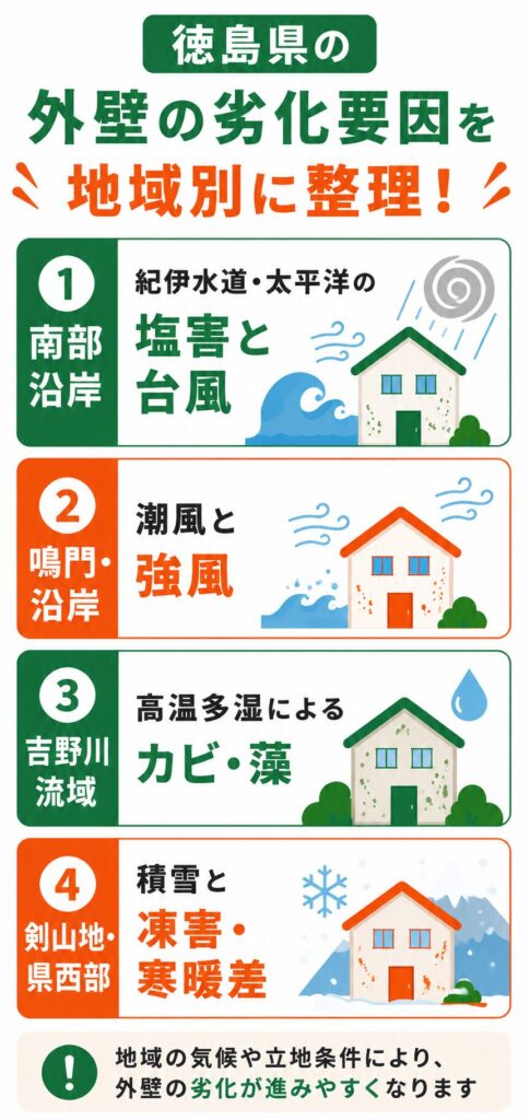 地域で異なる外壁の劣化要因