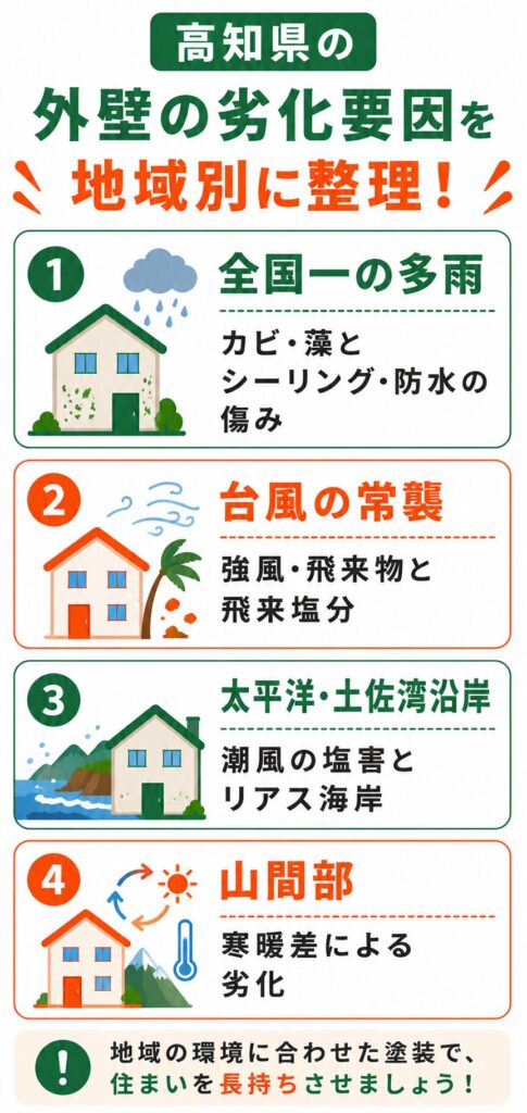 地域で異なる外壁の劣化要因